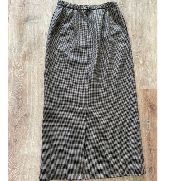 VTG Pendleton Wool Ankle Length Pencil Skirt Brown Houndstooth size 6 - Picture 4 of 8